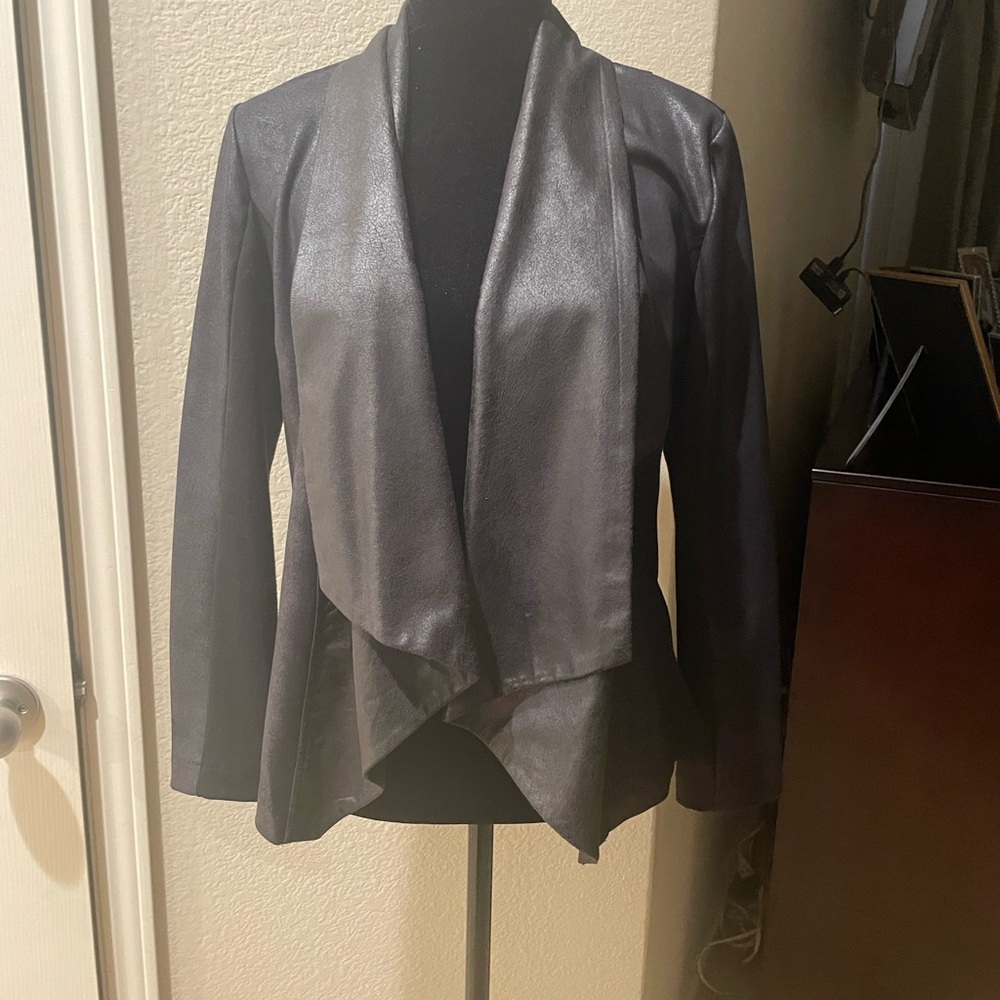 Style & Co. Faux Leather Black Blazer